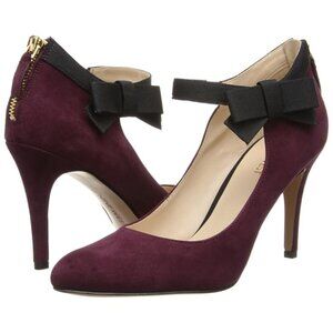 Nine West Gushing Suede Leather Mary Jane Bow Wine Color Dress Pumps Multiple sz